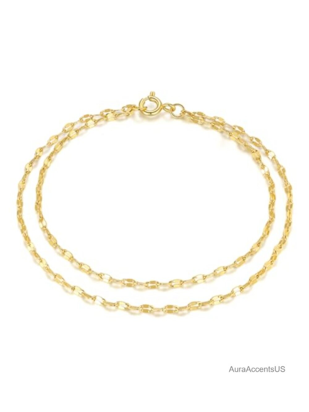 14k Gold Plated Double Layer Mirror Chain Bracelet for Women